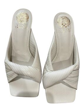 Vince Camuto White Twisted Strap Square Toe Mule Heels NIB Size 8